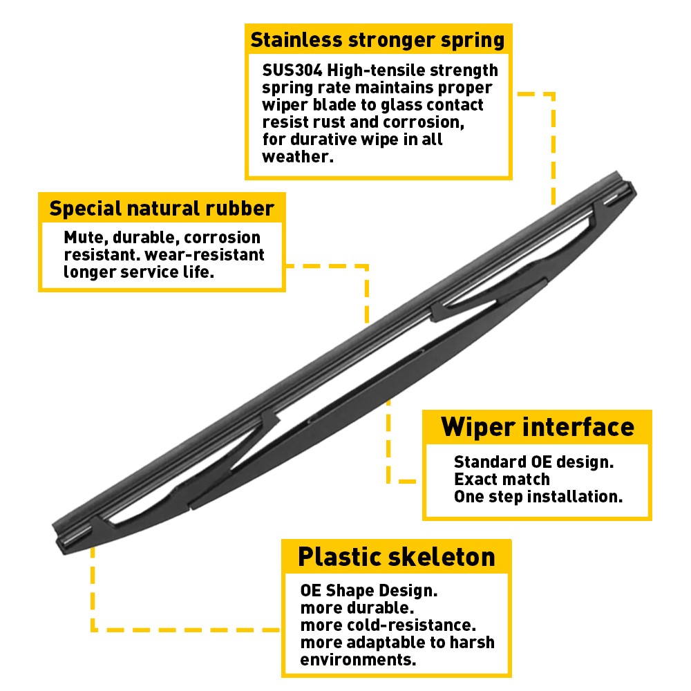 Rear Window Windshield Wiper Arm & Blade Set Replace For 2008-2017 Buick Enclave