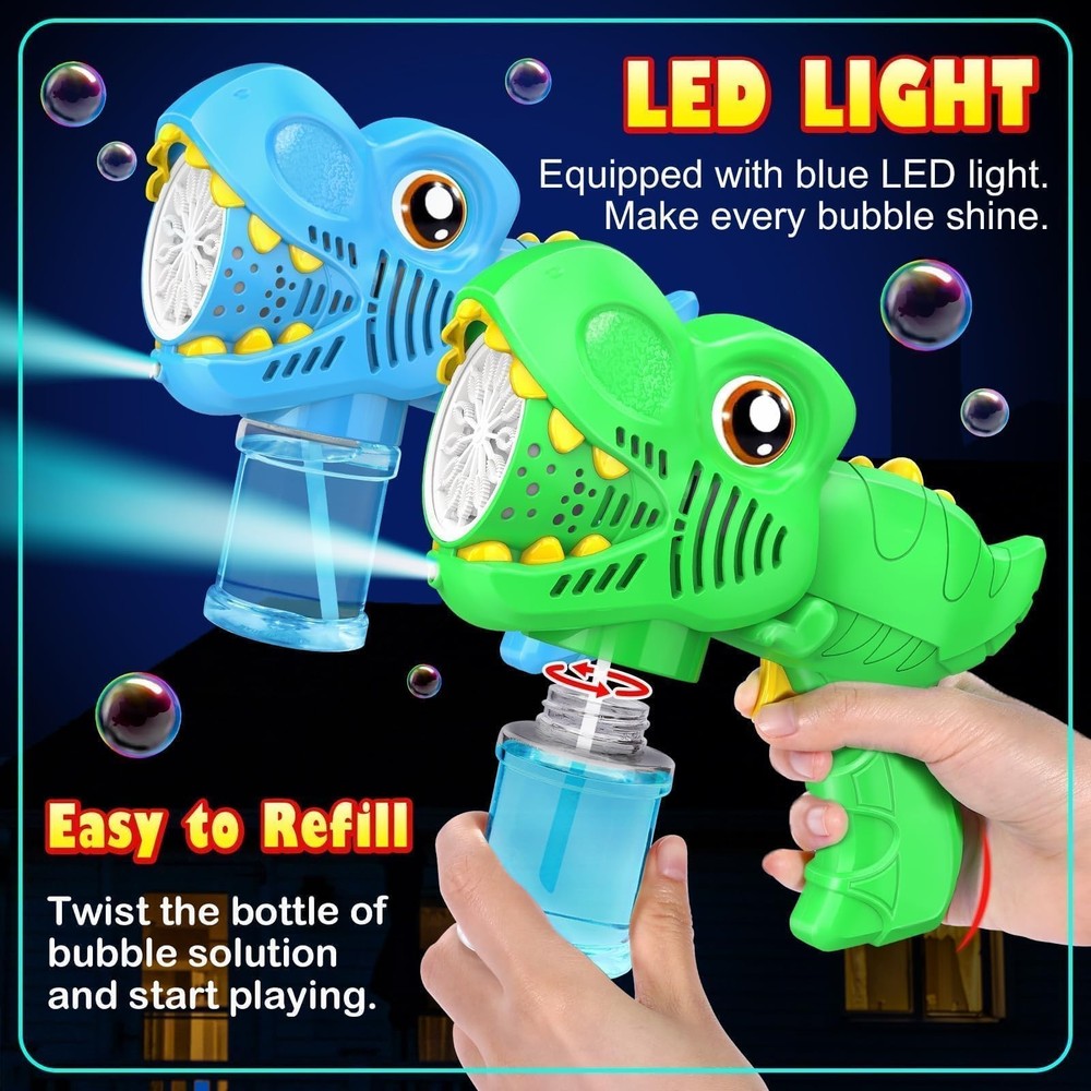 Bubble 2 Pack Dino Bubble Machine for Toddlers with 4 Solutions Easter Basket...
