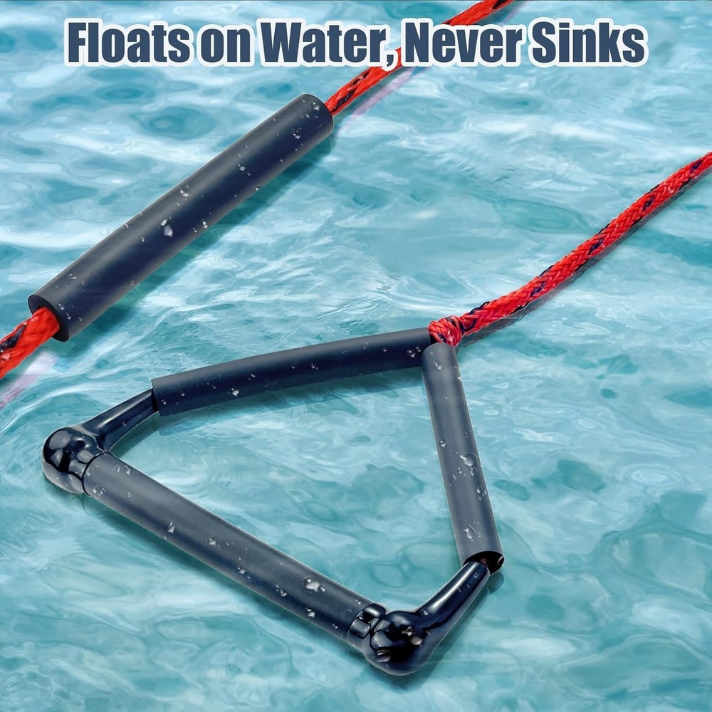 75ft Wakeboard Rope with Floating Handle 2-Section Tow Line Red/Blk, Performance