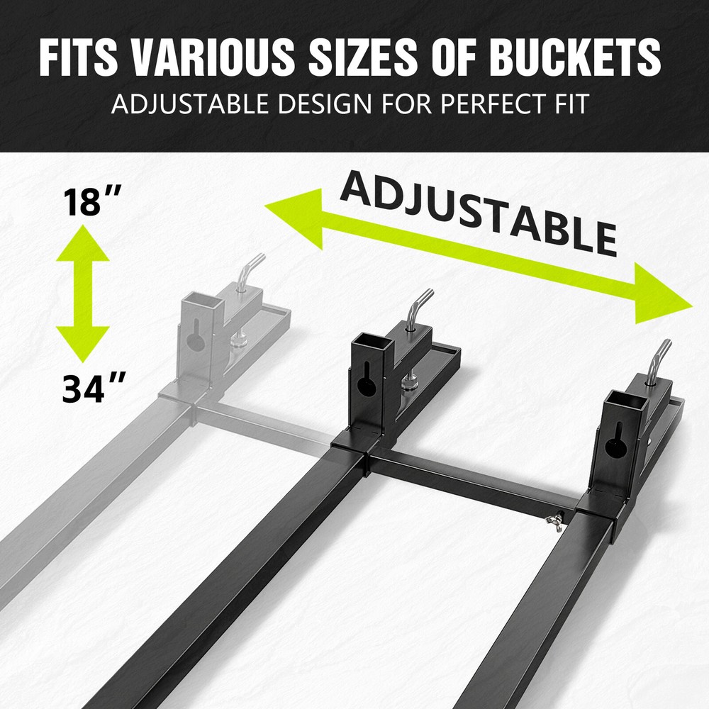 60" 4500LBS Clamp W/ Adjustable Stabilizer Bar For Tractor Forks Loader Bucket
