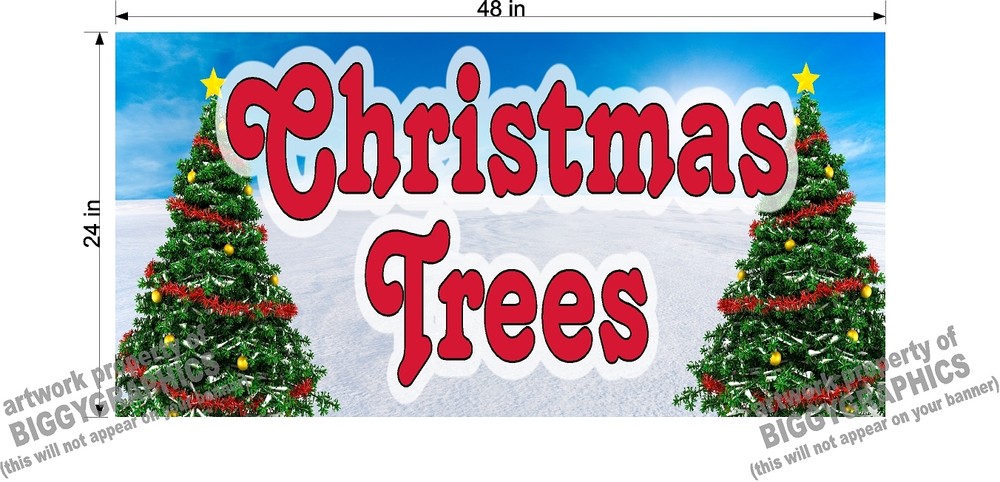 2' X 4' VINYL BANNER CHRISTMAS TREES