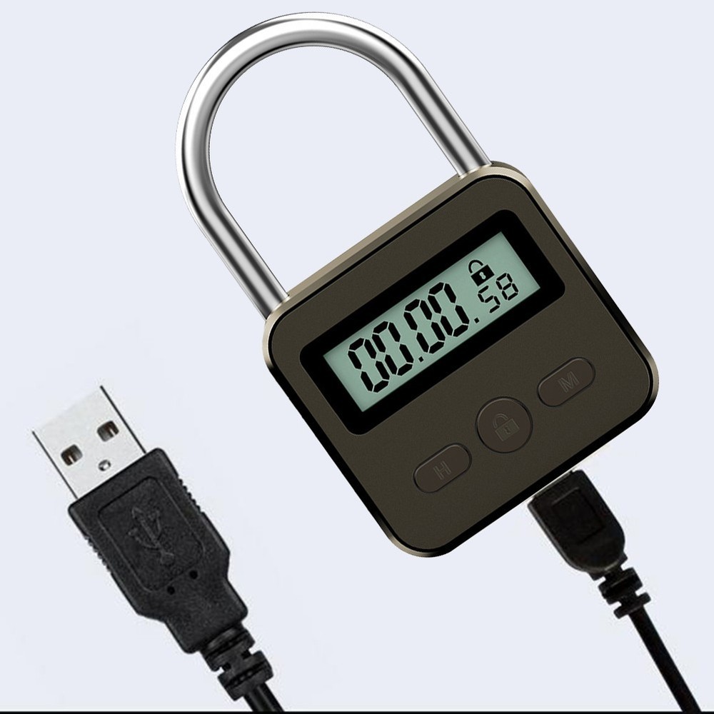 Multifunction Timer Padlock LCD Display Time Lock For Travel Waterproof