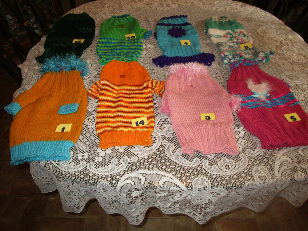2 Hand Knitted Dog Puppy Sweaters Large 16''
