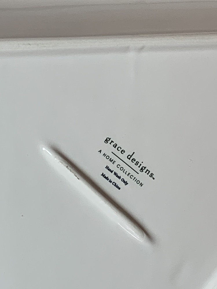 Grace Designs White Beaded Large Divided Serving Platter/Dishes - Very Good