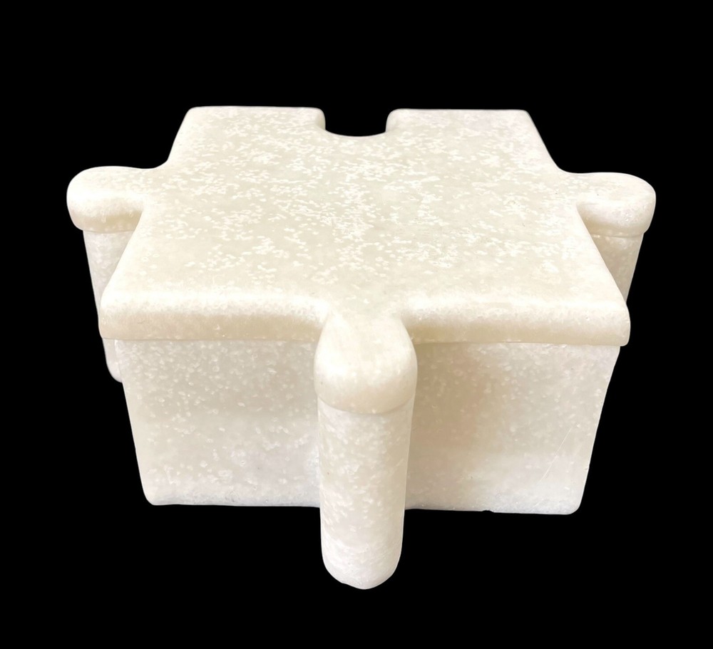 White Quartz Bianco Puzzle Piece Box. Tabletop Decor. MSRP 188.00