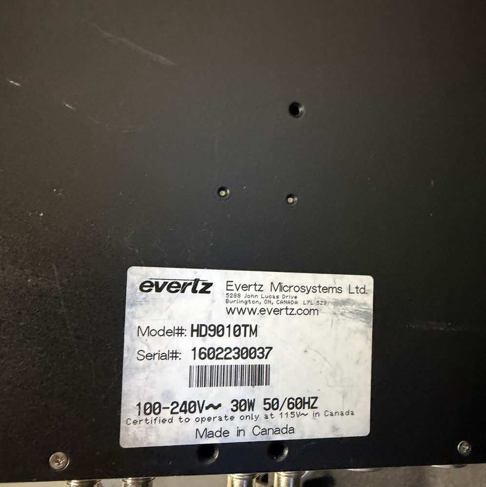 Evertz HD9010TM HD Time Code Master Reader Generator System