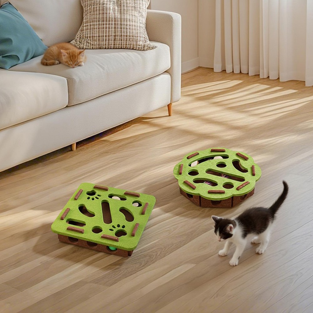 Cat Puzzle Feeder, Kitten Educational Felt Box, Cat Educational Toy Box