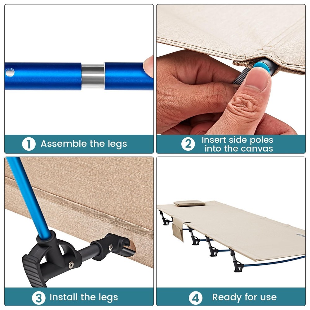 Ultralight Folding Camping Cot, Extra Long Backpack Lightweight Camping Cots ...
