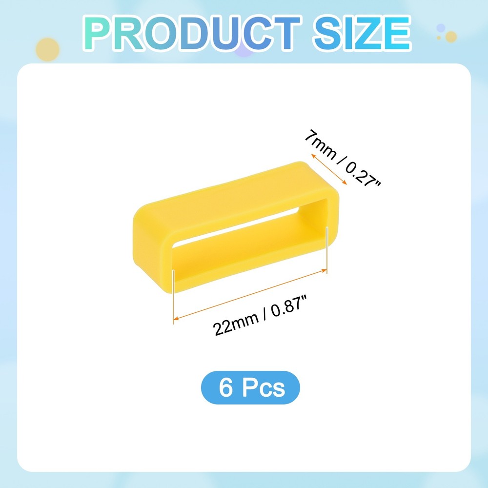 6pcs Watch Band Loop 22mm Silicone Watch Strap Retainer Loop, Yellow
