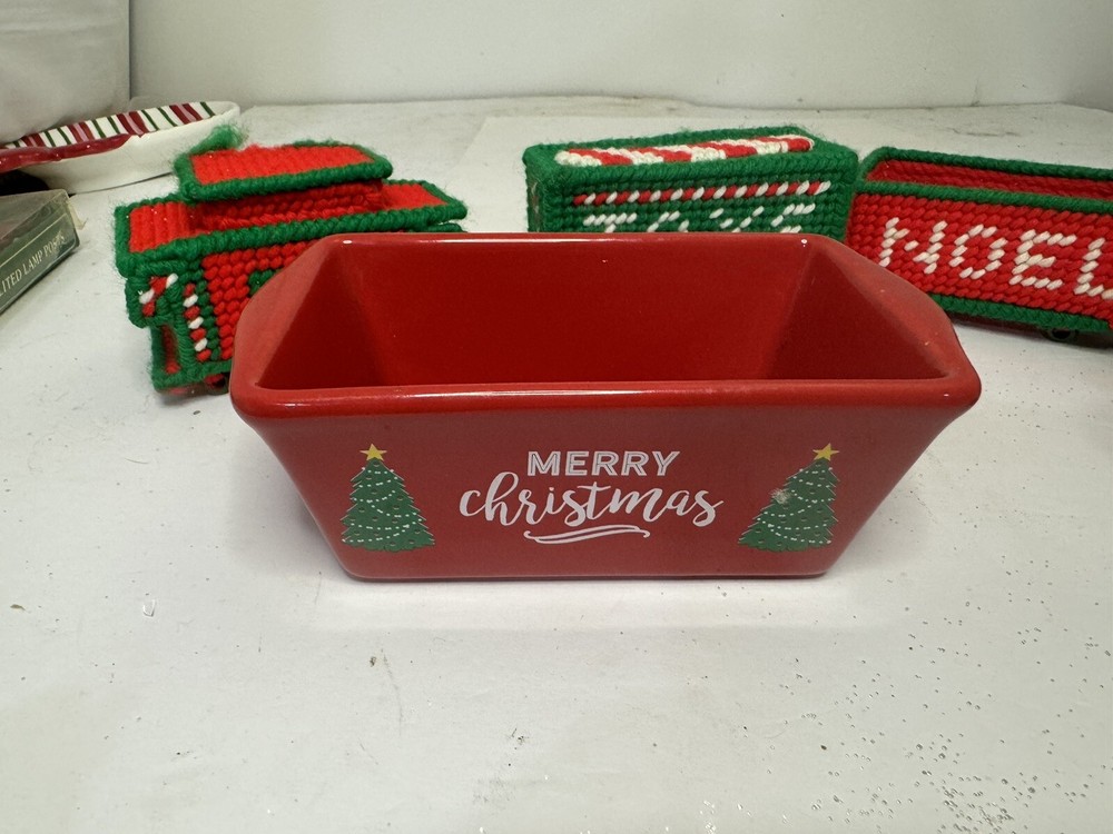 Christmas decor lot train Nantucket sled