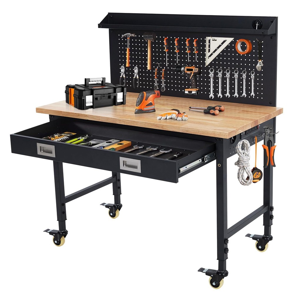 🔥48" Workbench Adjustable Height Workstation with Drawer Storage Backplate 2000