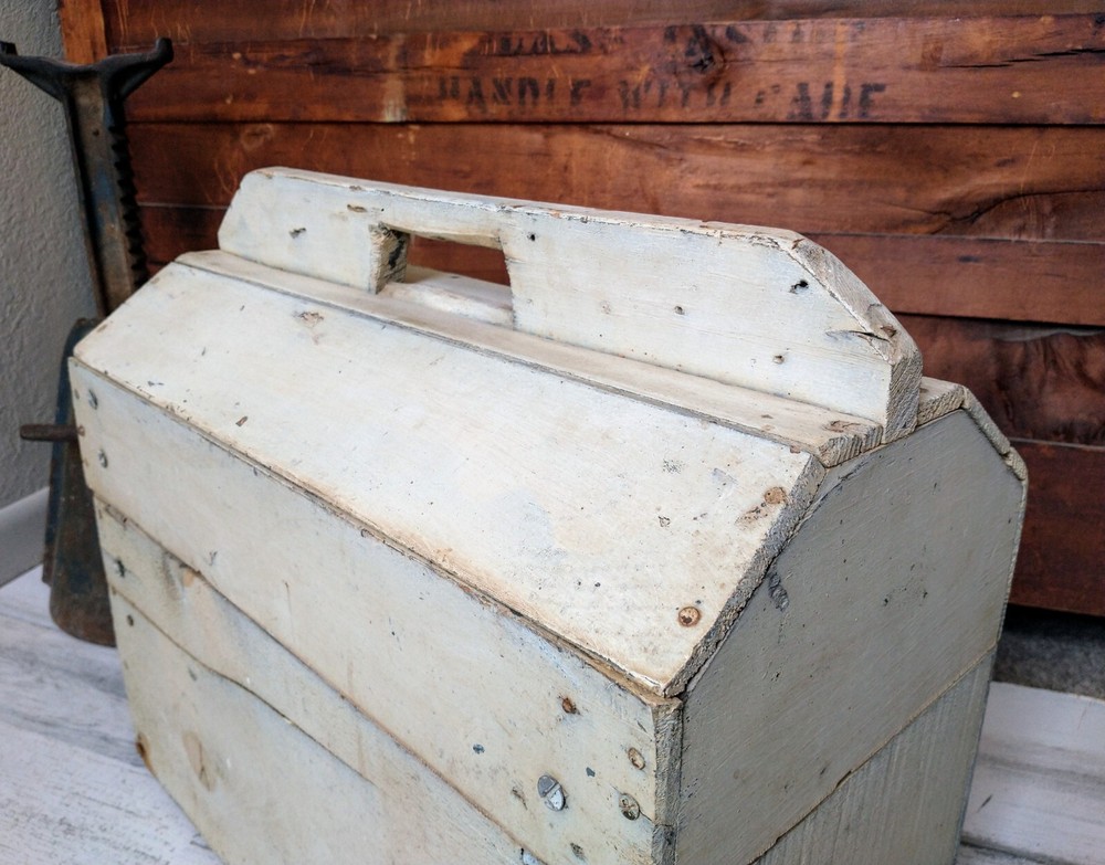 Handmade Wooden Tool Painter's Box Craftsman's Chest Rustic Primitive Storage