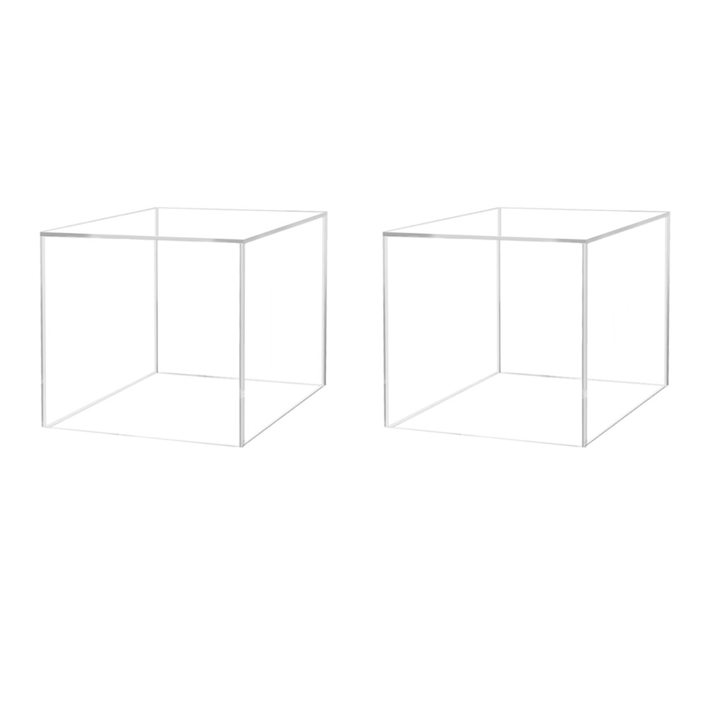 2 Pack 16" Riser Display Box No Lid Clear Acrylic Box with Open Side