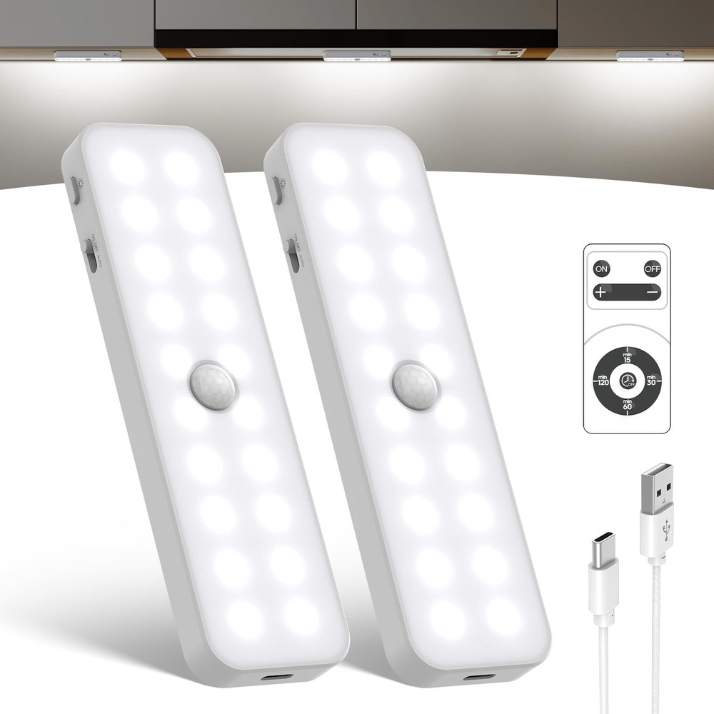 Dimmable LED Under Cabinet Lights with Motion Sensor and Remote Control