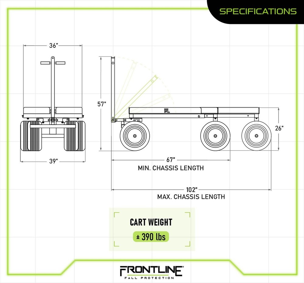 Frontline MC2000 Heavy-duty Adjustable Material Cart