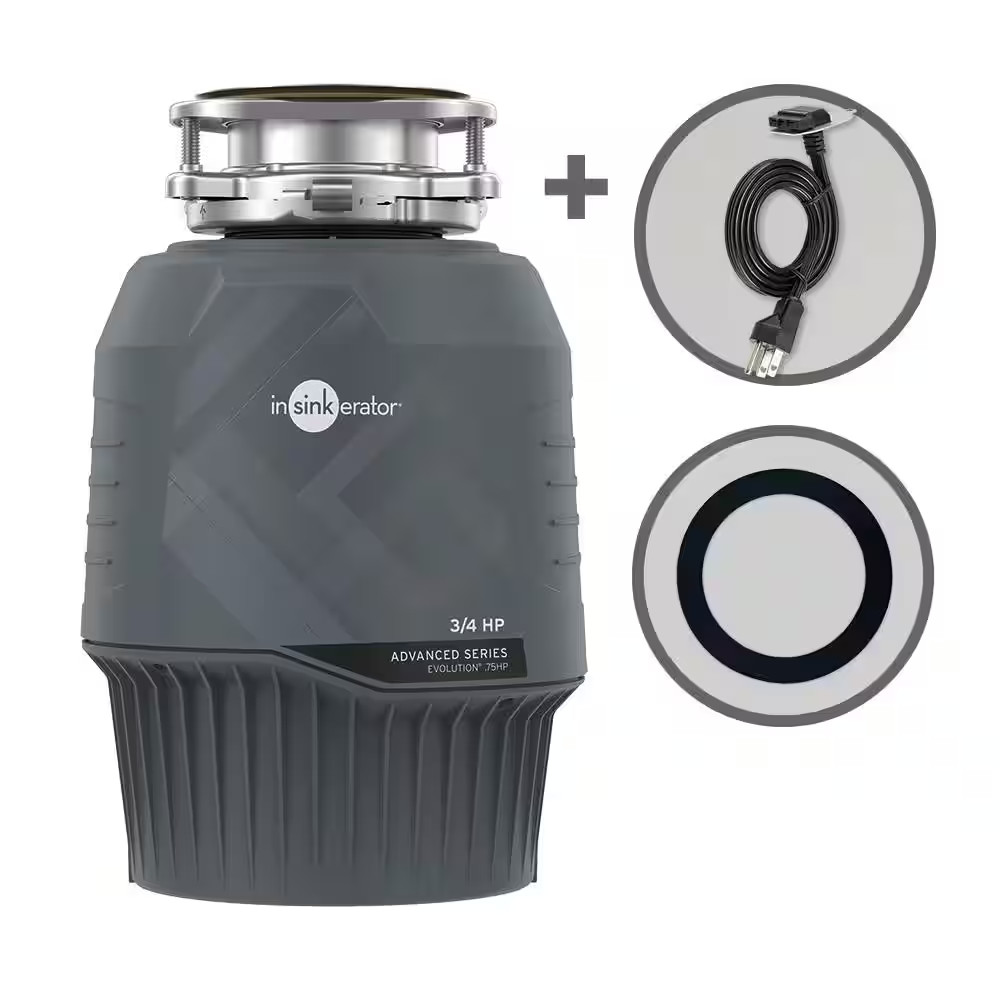 Evolution .75HP, 3/4 HP Garbage Disposal, Continuous Feed Food Waste Disposer W