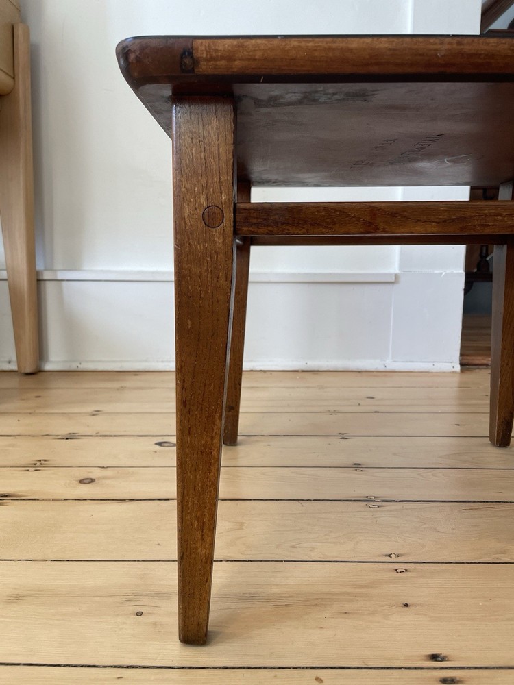 Vintage Lane Sequence Walnut Side Table MCM Black Laminate Top 1963