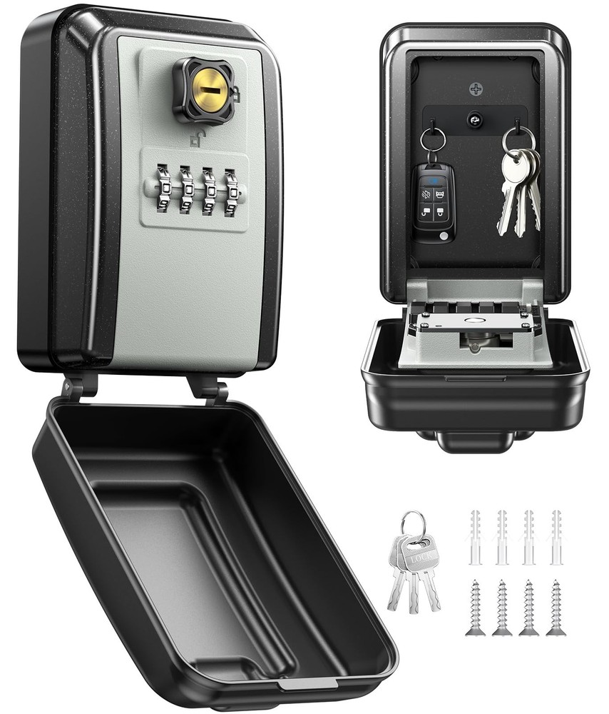 WallMounted Lock Box for Keys with Code, 4 Digits Combination Key Lock Box wi...
