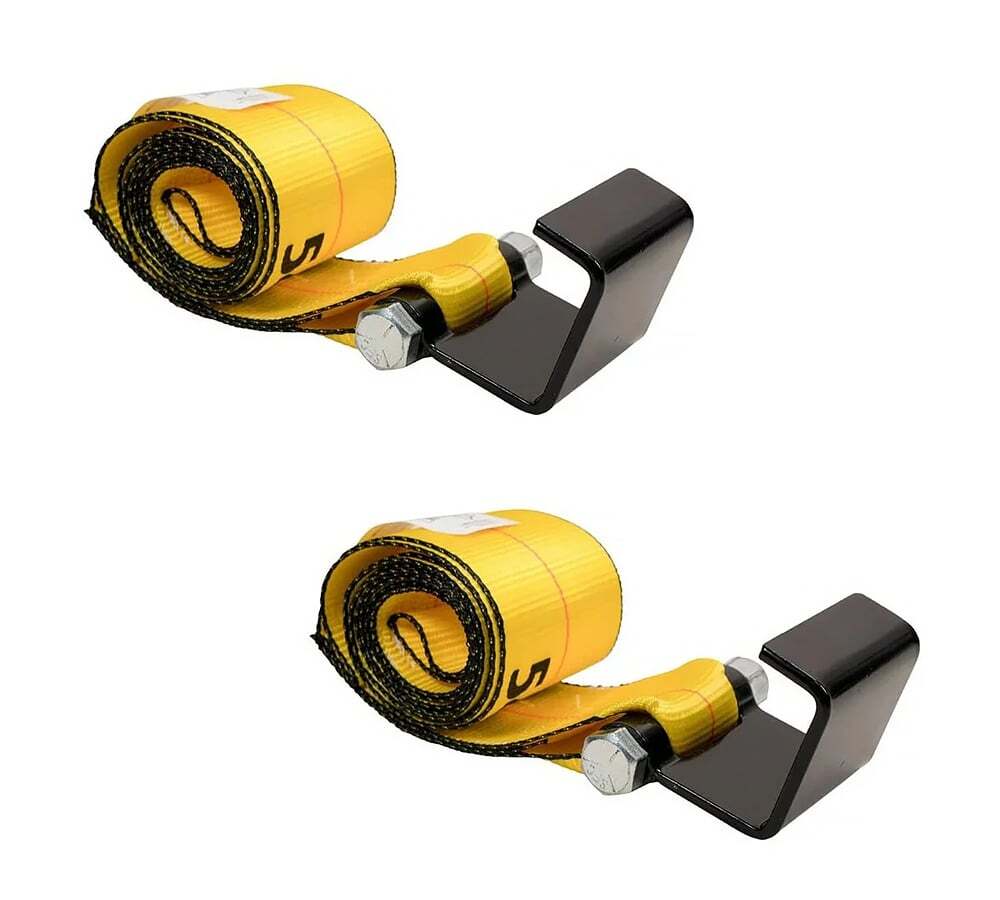 2 Pack 4"x5' Roll Off Container Winch Strap with Flat Hook 5400 # WLL Bolt-On