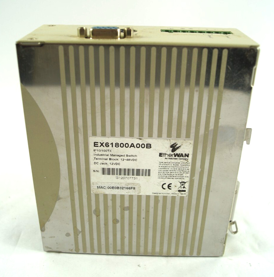 EtherWAN EX61800A00B EX61800A Industrial Managed Switch 12-48VDC WORKING E163
