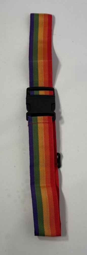 Rainbow Strap 18" Multicolor Nylon Webbing Adjustable Belt Black Buckle