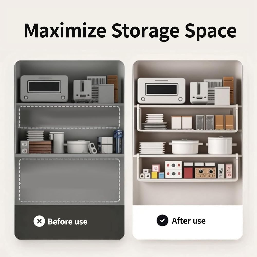 Under Shelf Hanging Basket - Cabinet Organizer for Kitchen, Pantry & Desk.