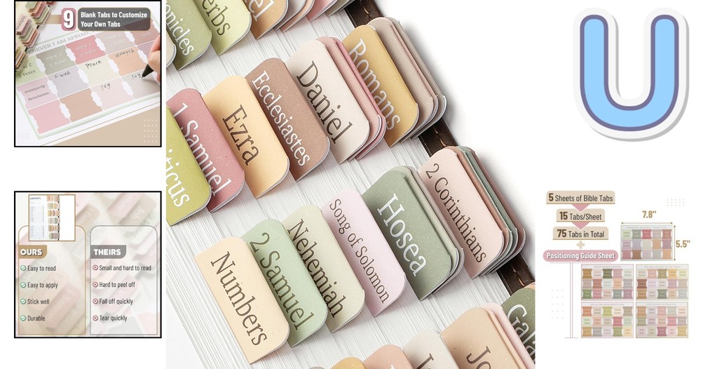 Organize Your Bible Elegantly with 75 Laminated Boho Tabs & Blank Custom Options