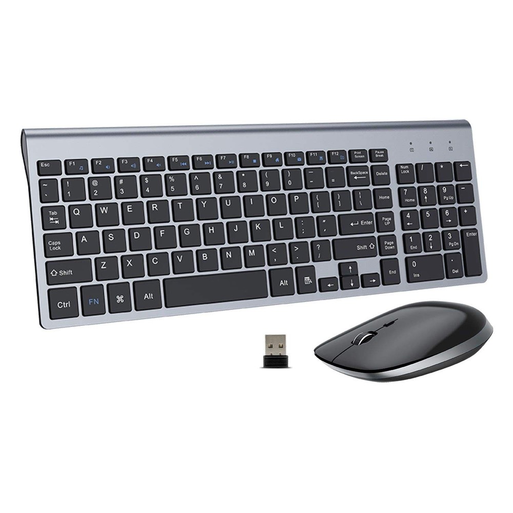 Keyboard and Mouse Wireless, USB 2.4GHz Combo Silent Quiet Low Profile Compac...
