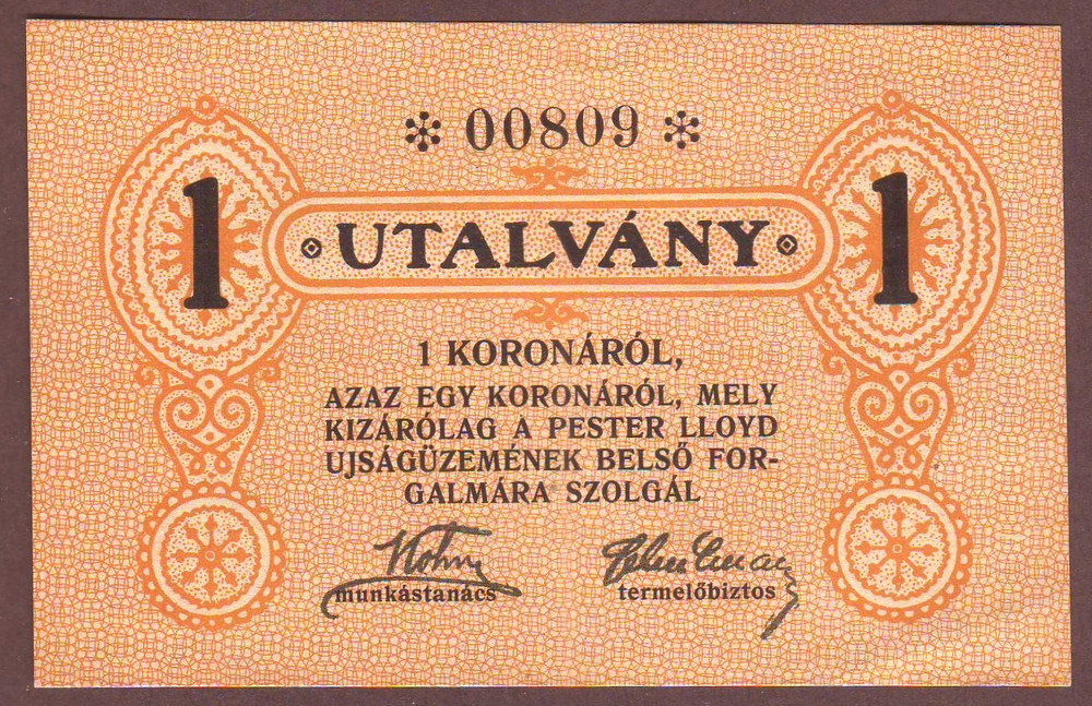 HUNGARY  BUDAPEST  1 Korona ND