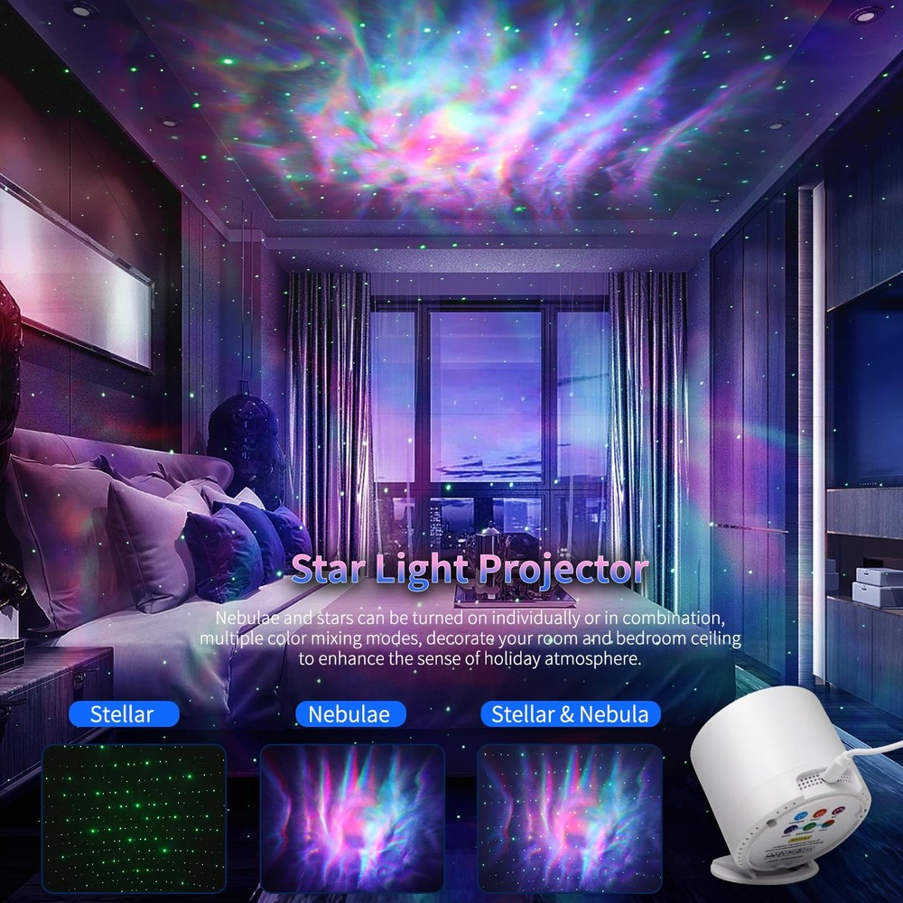 Star Projector, Galaxy Remote Control & Timer 3 in, White