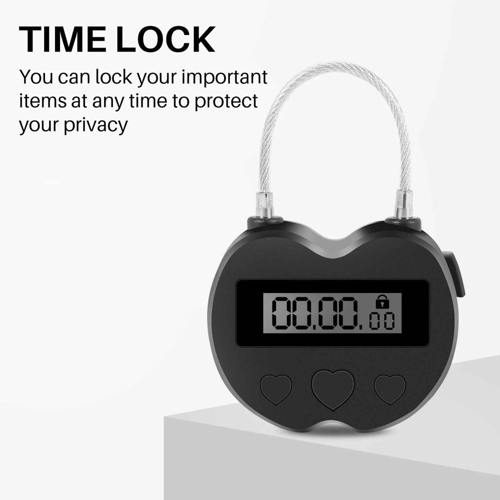 1x Black Time Lock LCD Display Time Lock Multifunction Travel Electronic Timer