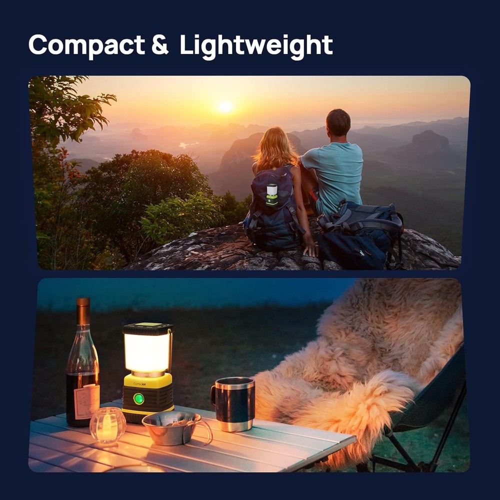 LED Camping Lantern, Consciot Battery Powered 2 Pack, Light Green
