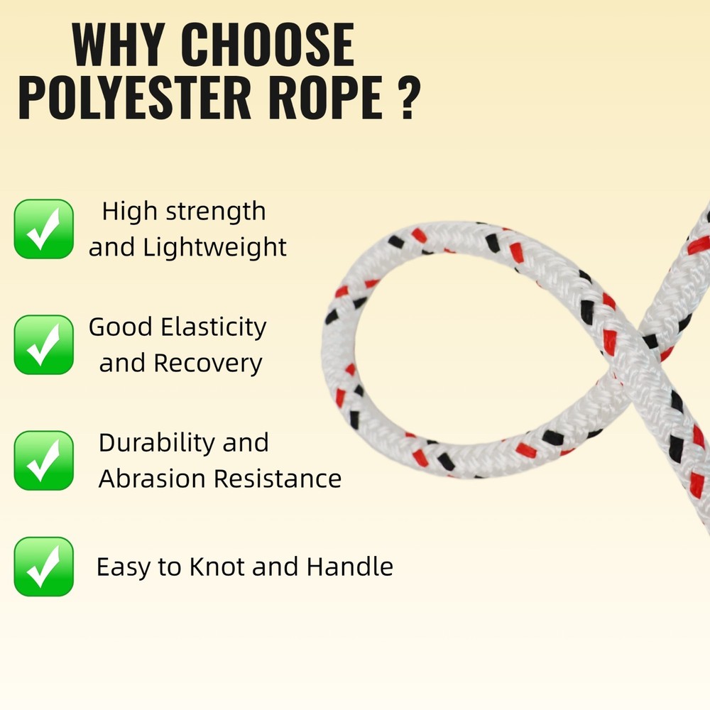 1/2'' 100FT Double Braid Polyester Rope Heavy Duty Utility Line for Boat Docking