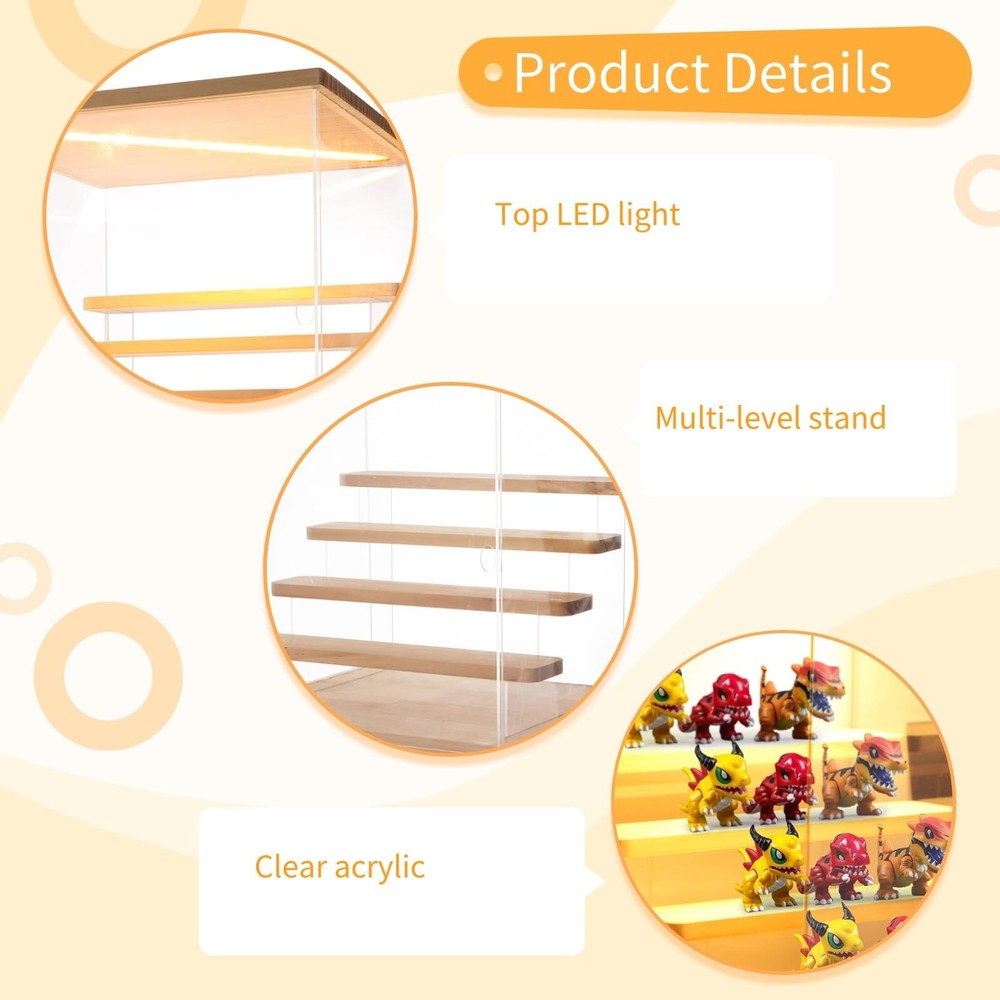 Led Acrylic Figures Display Case - Clear Action Figurine Lighted Display Case...