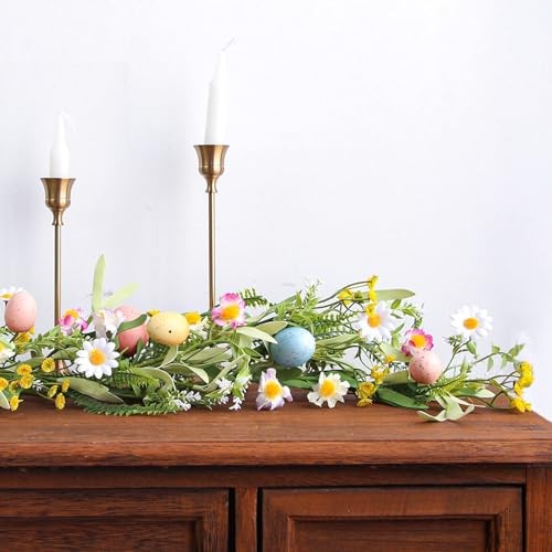 5FT Easter Garland Faux Spring Vine with Easter Eggs Berries for Rustic 1