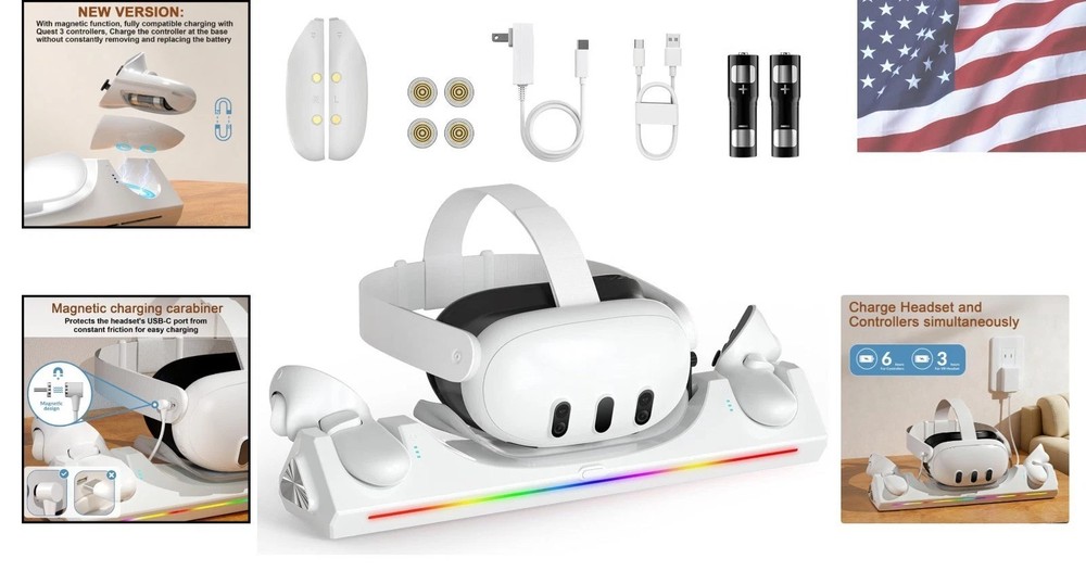 Magnetic Charging Dock for Oculus Quest 3S - Simultaneous Headset & Controllers