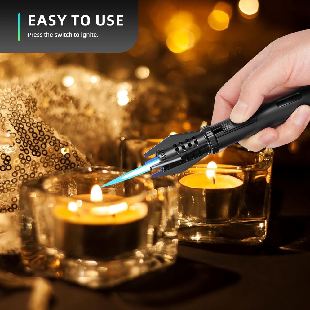 Mini Torch Lighter Straight Flame Bright Fire Small Refillable Butane Lighter Po