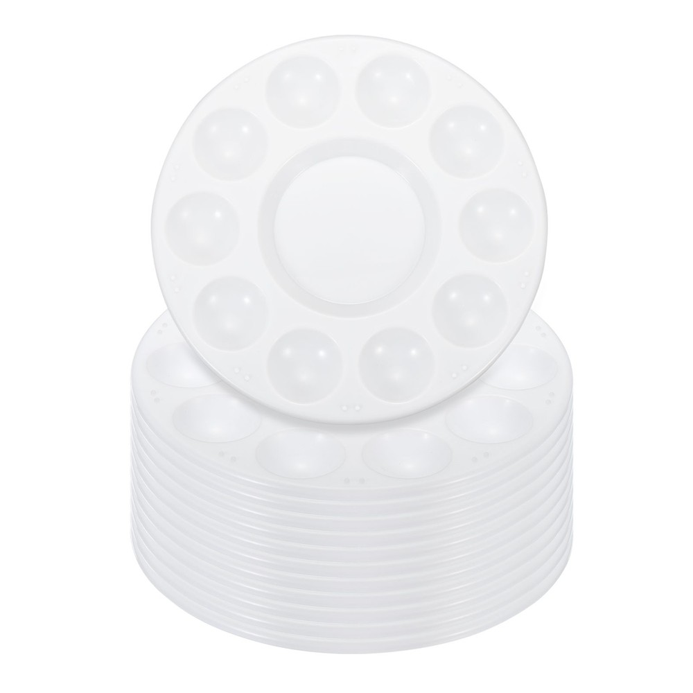 11 wells paint tray palette, 12pcs round, white