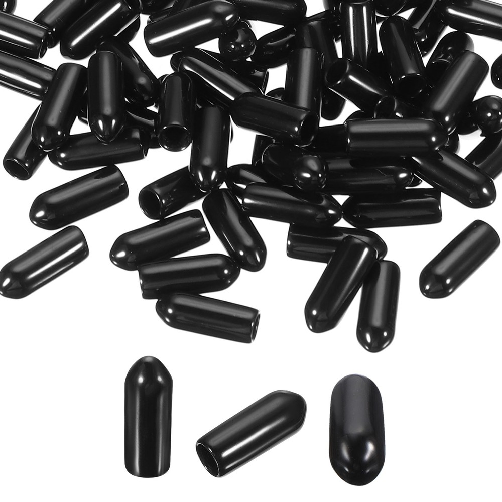 100pcs Pegboard Hook Tip Protector Rubber End Caps Inner Dia 4mm Black
