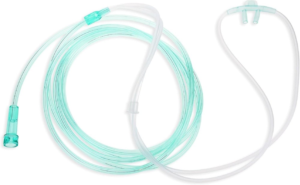 Soft Green Nasal Cannula 7 ft - Individually Wrapped, Highly Visible Oxygen Aid