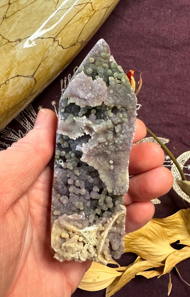 Grape Agate Raw And Polished Point, Grape Agate Tower, All Natural