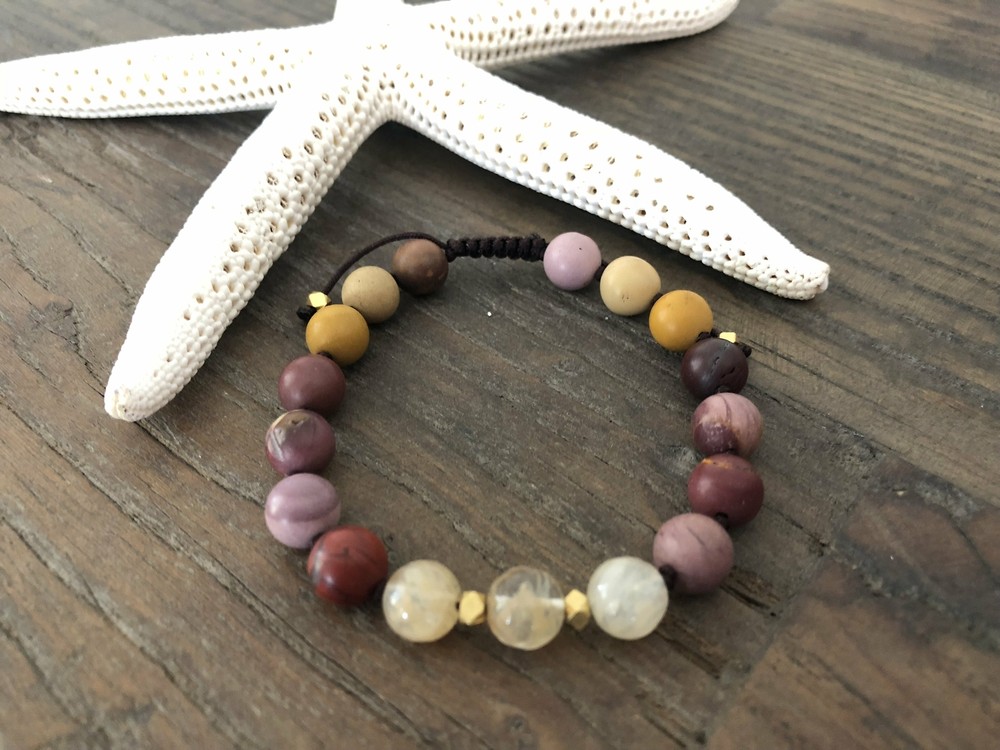 Mukite Jasper, Citrine Beaded Bracelet