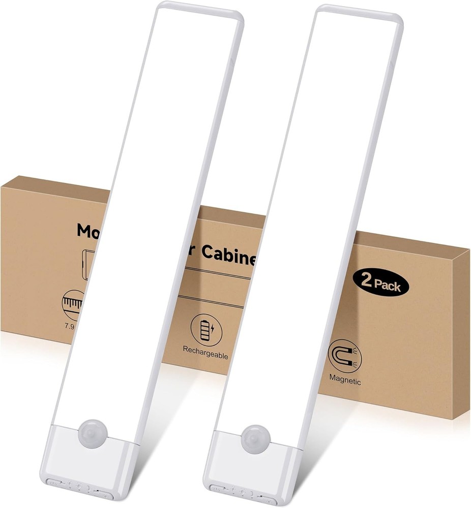 Rechargeable Motion Sensor Under Cabinet LED Light Bar 2-Pack, Cool White