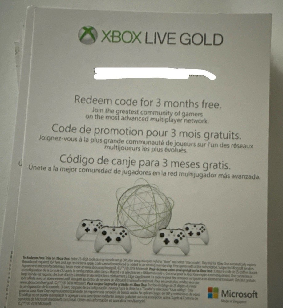 New Physical Xbox Live Gold Membership 3 Month Unused trial code