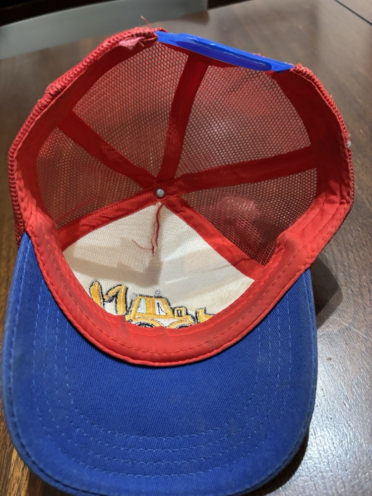 Boys Tractor Hat Red And Blue Adjustable