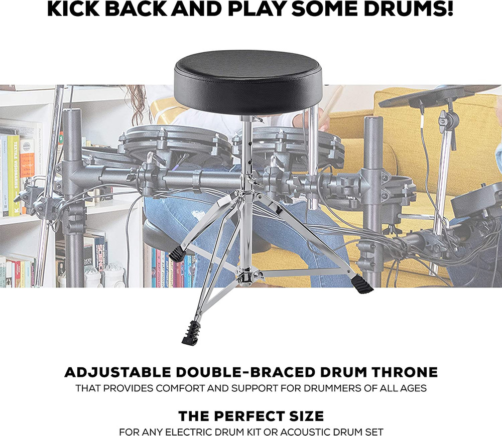Drum Essentials Bundle - Complete Electric Drum Set Accessory Pack Including a D