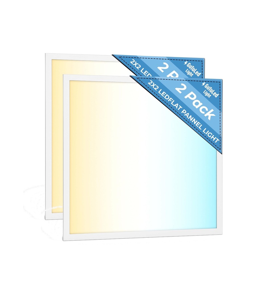 2 Pack 2x2 LED Flat Panel Light for Drop Ceiling, 5200lm Selectable 20W/25W/3...
