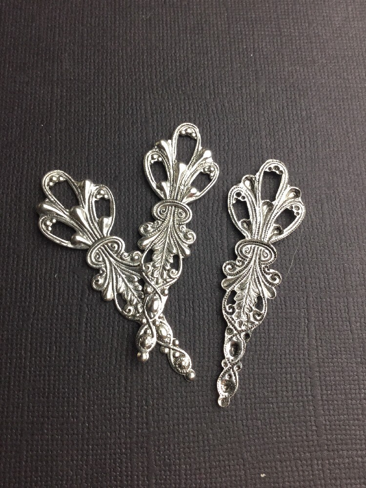 13184 Matte Silver Oxidized Victorian Ornament Jewelry Finding