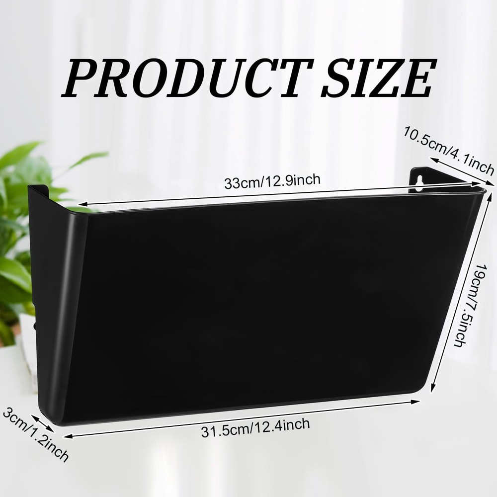 Colarr 8 Pcs Wall File Holder Organizer Plastic Mount Mail Black