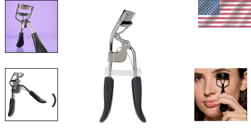 Silver Pro Eyelash Curler with Extra Pad - Long-Lasting Curl, Approved